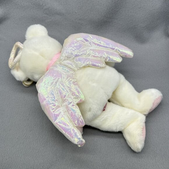 Halo Teddy Bear Angel 1999 Wings Pink Ribbon 14" Plush Toy Vtg TY Beanie Buddy - Picture 5 of 11